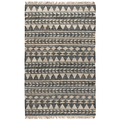 Black Natural 80% Jute Jute & Seagras Solana Distressed Rug Collection