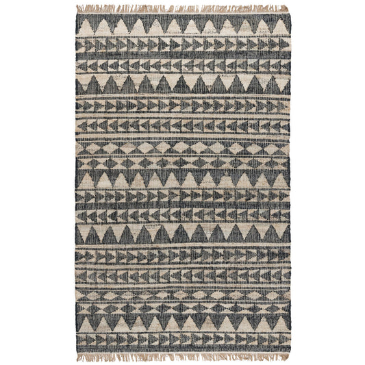 Black Natural 80% Jute Jute & Seagras Solana Distressed Rug Collection