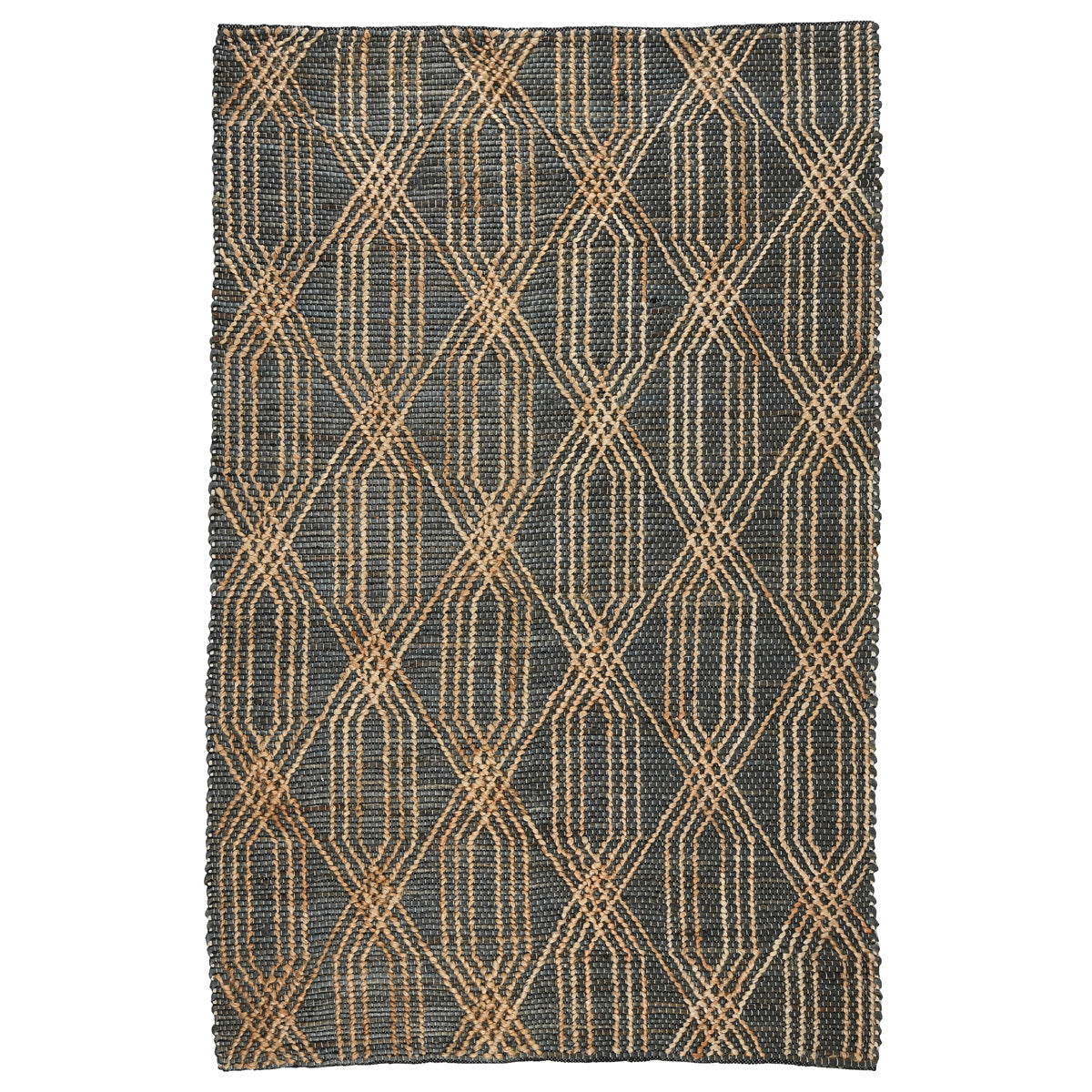 Blue Charcoal/Natural 90% Jute Jute & Seagras Tustin Rug Collection