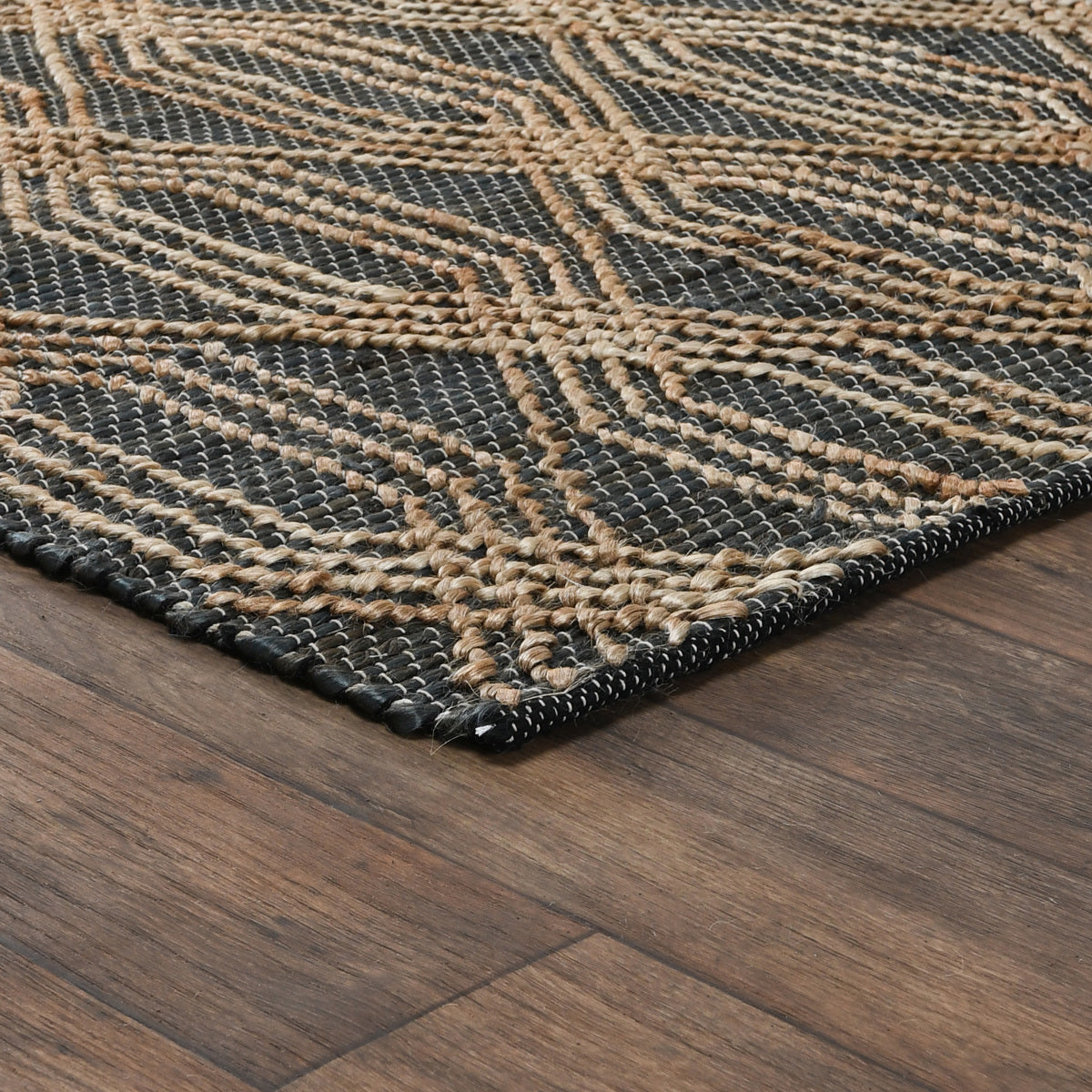 Blue Charcoal/Natural 90% Jute Jute & Seagras Tustin Rug Collection