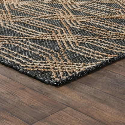 Blue Charcoal/Natural 90% Jute Jute & Seagras Tustin Rug Collection