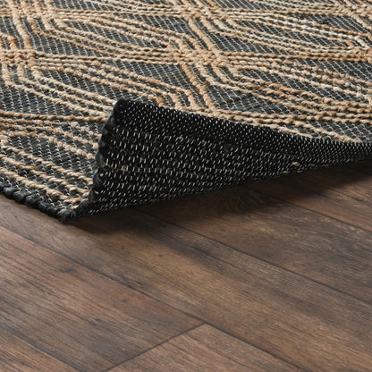 Blue Charcoal/Natural 90% Jute Jute & Seagras Tustin Rug Collection