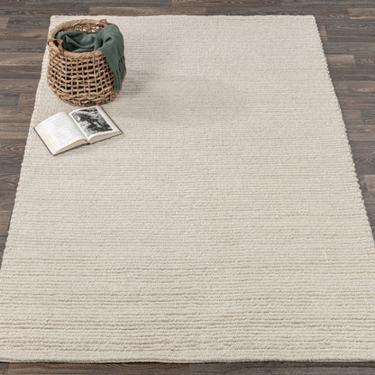 Birch White 65% Polyester Wool & Wool Blend Dawson Rug Collection