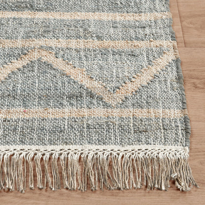Spa Blue 80% Jute Jute & Seagras Kingston Distressed Rug Collection