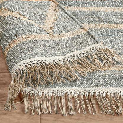 Spa Blue 80% Jute Jute & Seagras Kingston Distressed Rug Collection