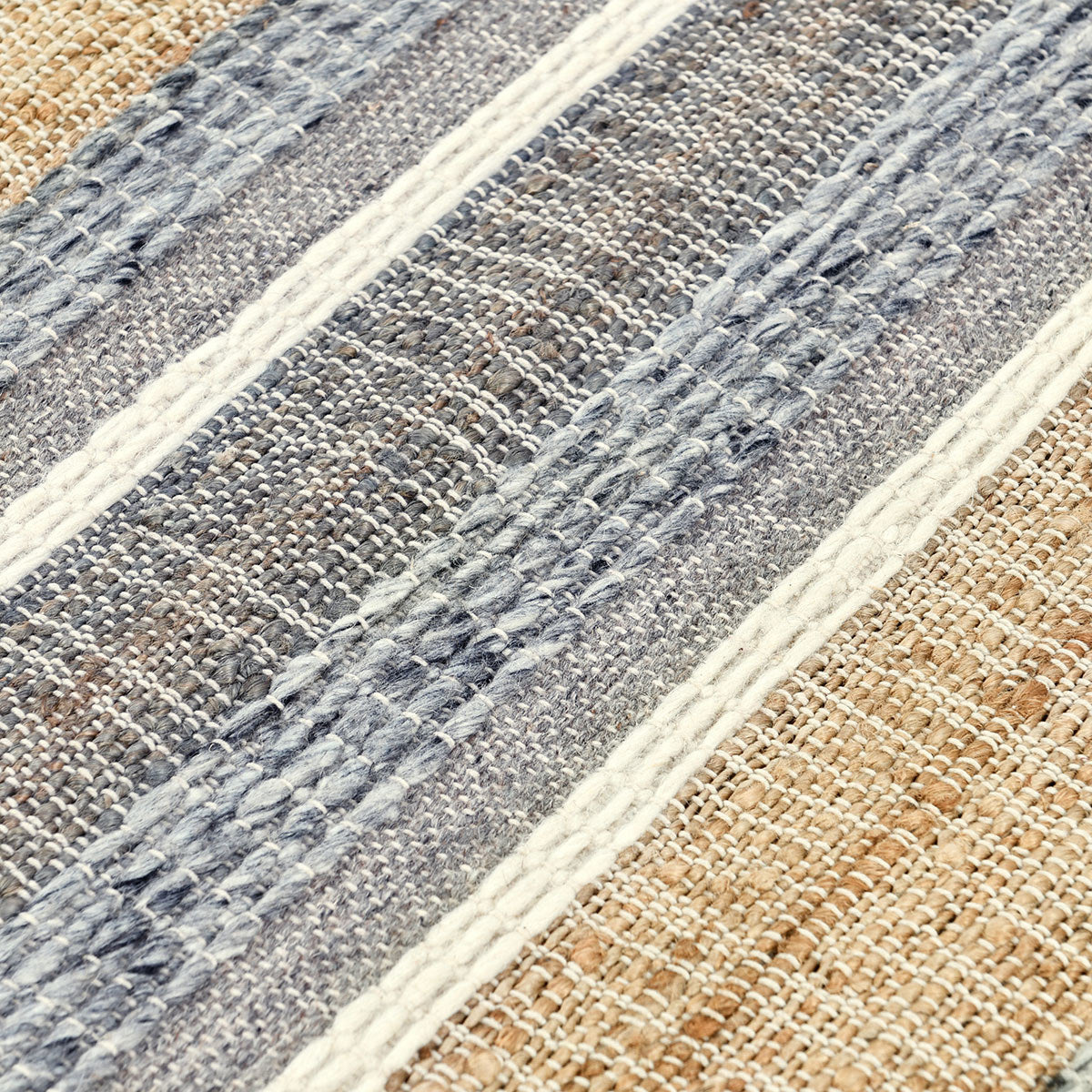 Natural Blue Multi 45% Jute Wool & Wool Blend Coronado Rug Collection