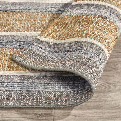 Natural Blue Multi 45% Jute Wool & Wool Blend Coronado Rug Collection