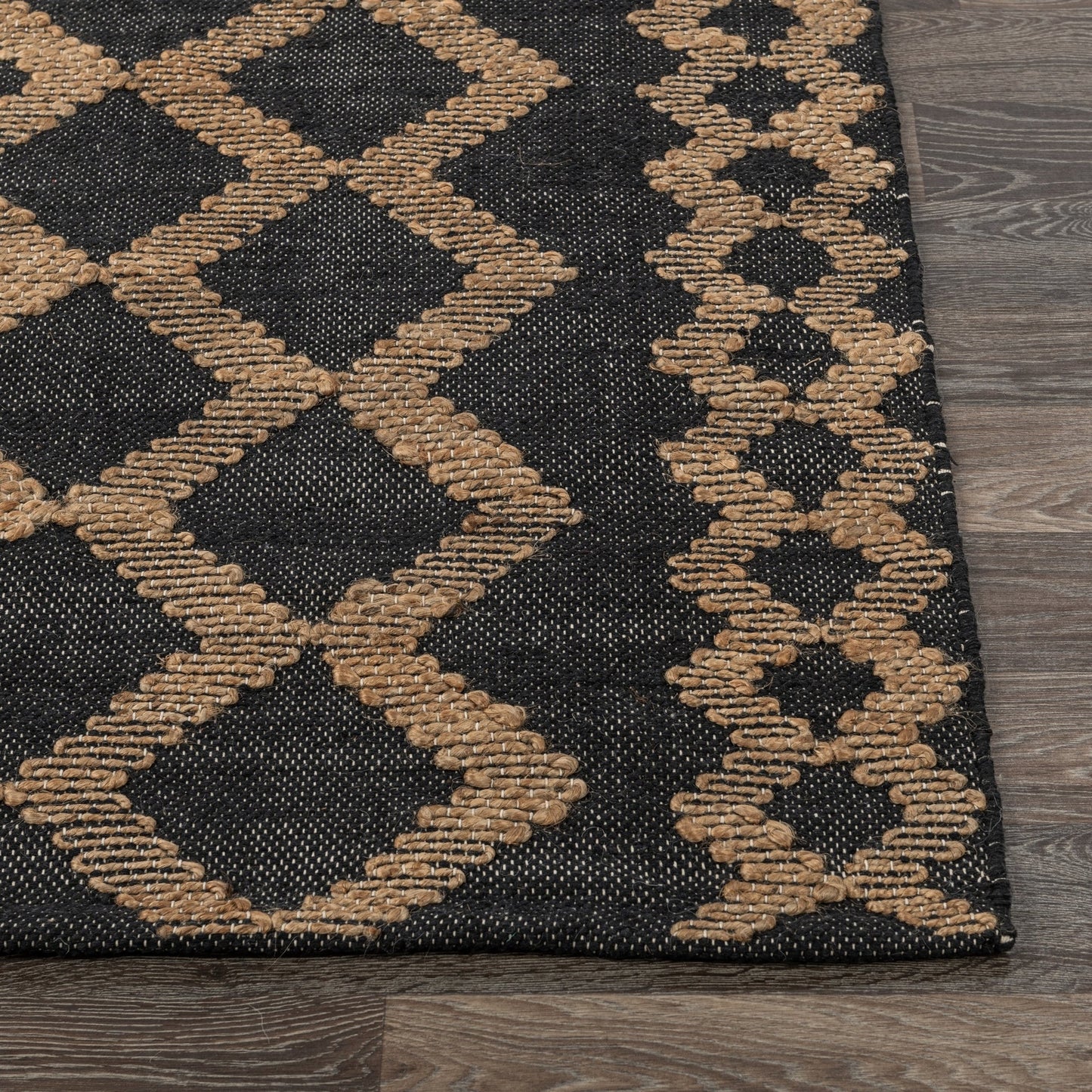 Black/Natural 80% Jute Jute & Seagras Gobi Rug Collection