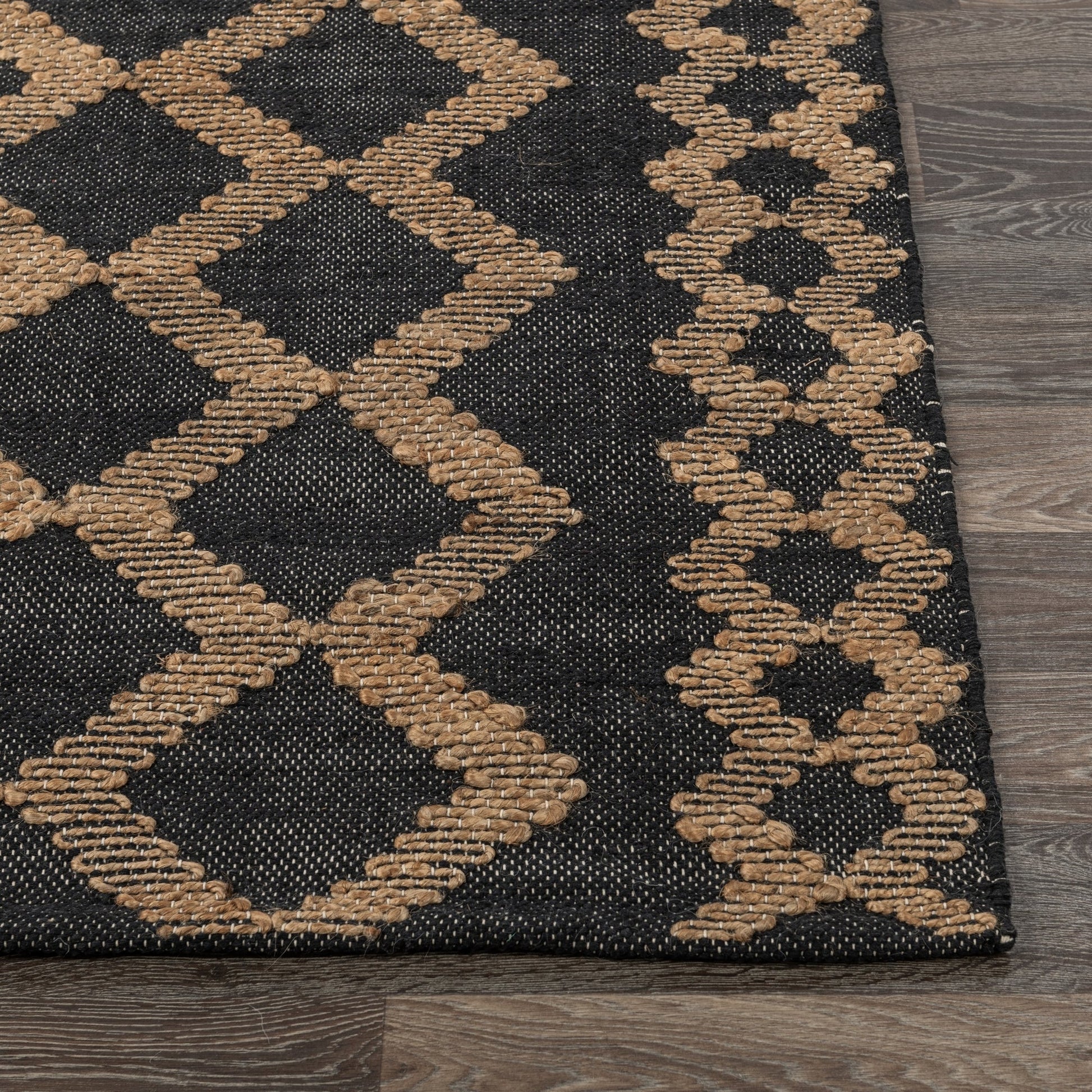 Black/Natural 80% Jute Jute & Seagras Gobi Rug Collection