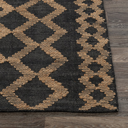 Black/Natural 80% Jute Jute & Seagras Gobi Rug Collection