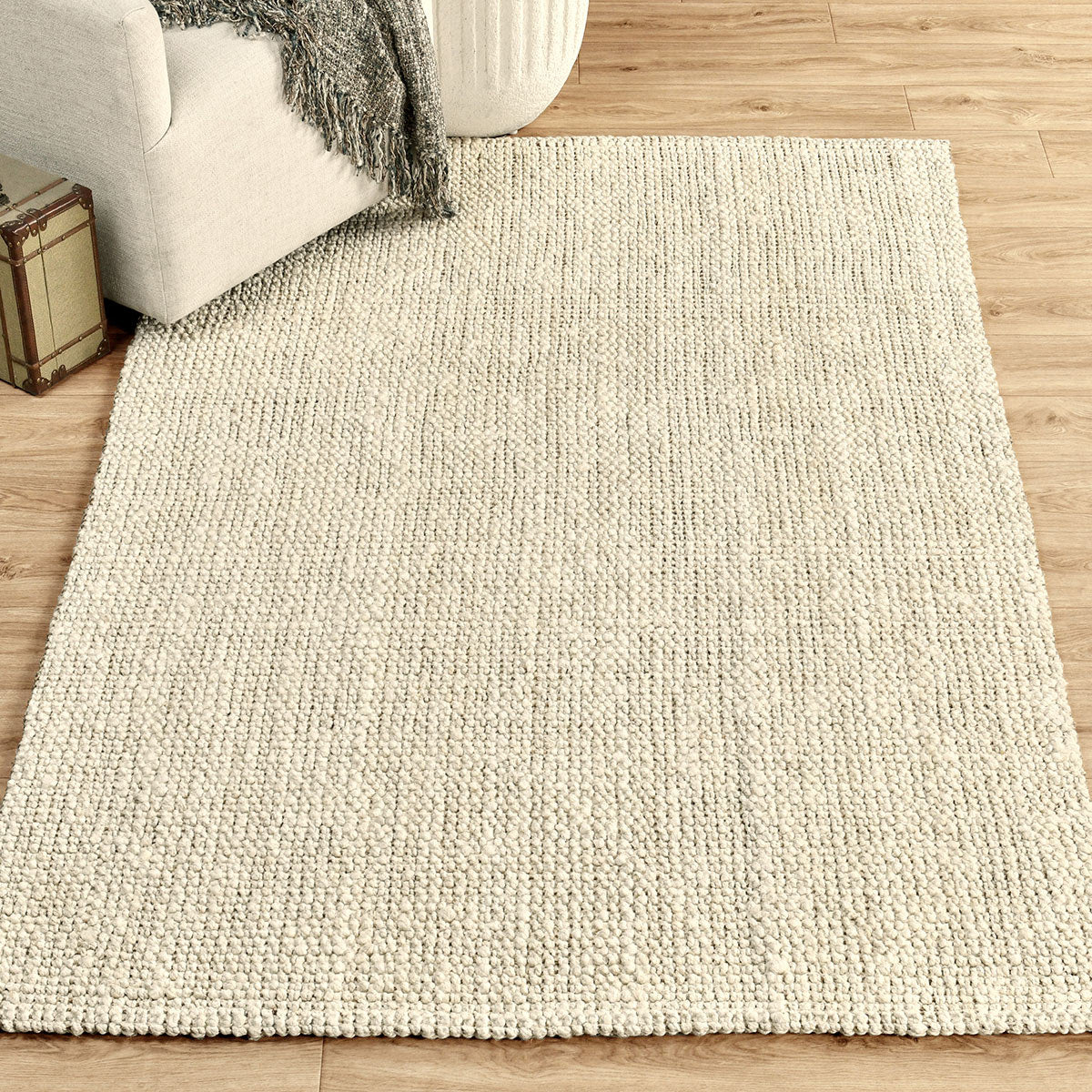 Ivory 85% Jute Jute & Seagras Chunky Loop Rug Collection