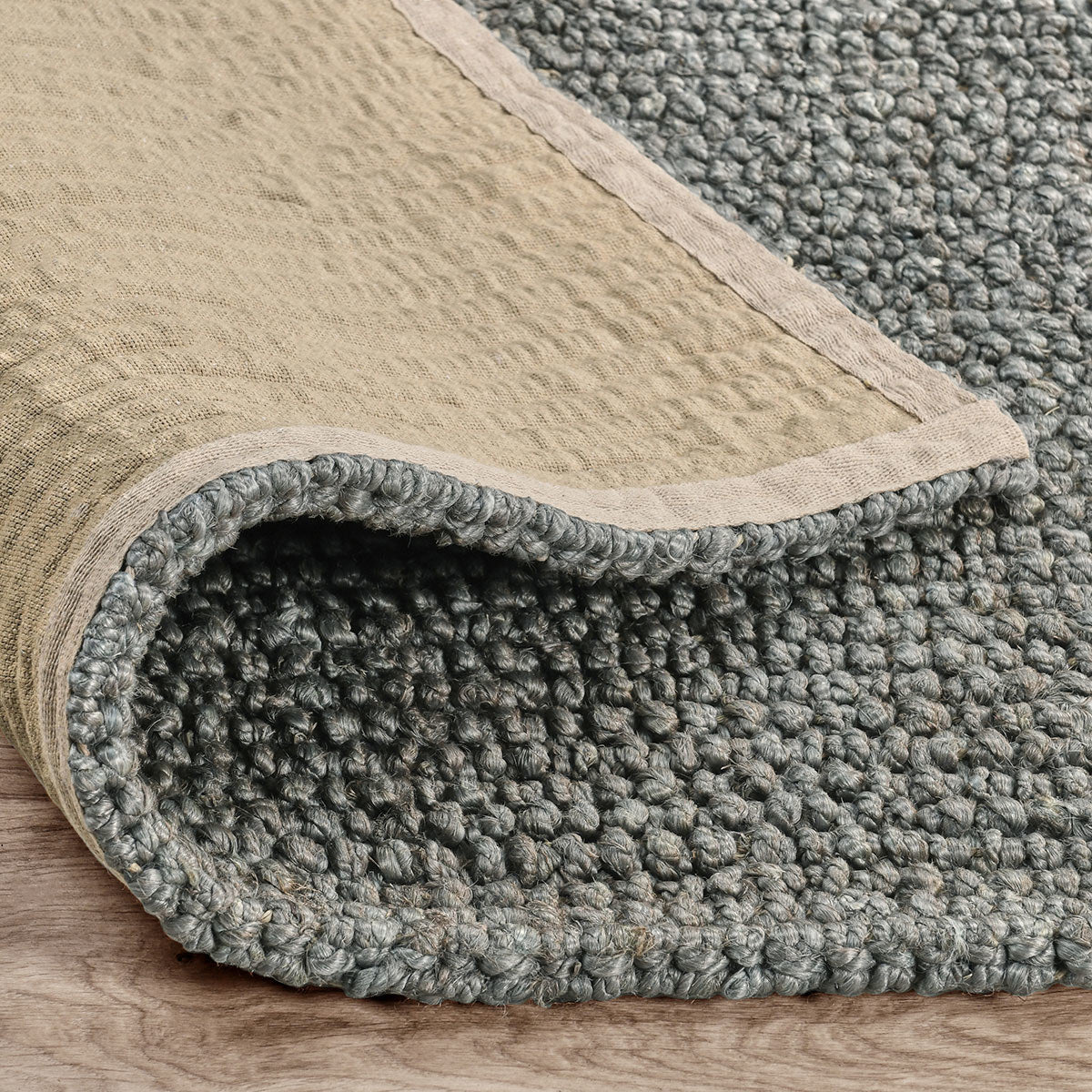 Blue Charcoal 85% Jute Jute & Seagras Chunky Loop Rug Collection