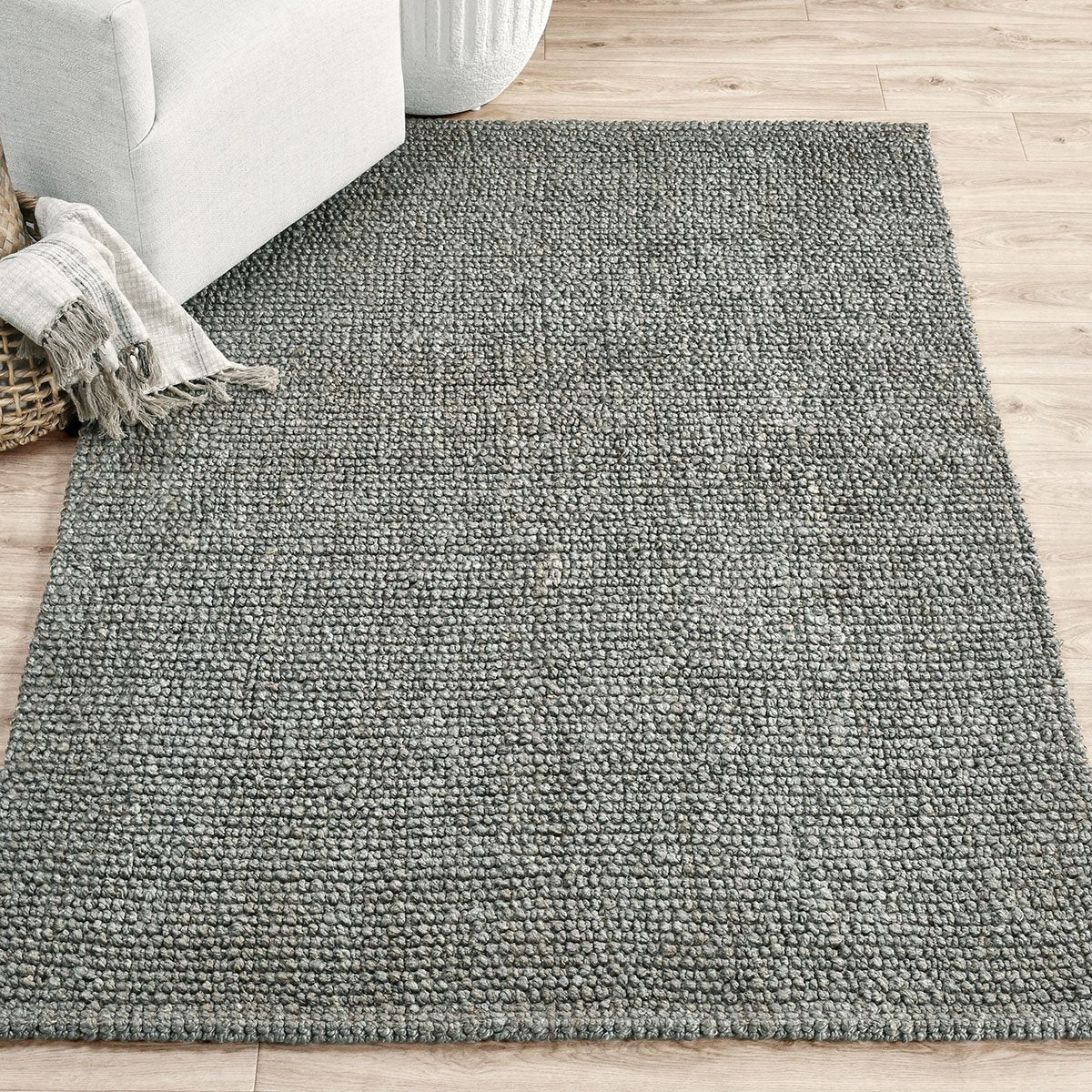 Blue Charcoal 85% Jute Jute & Seagras Chunky Loop Rug Collection