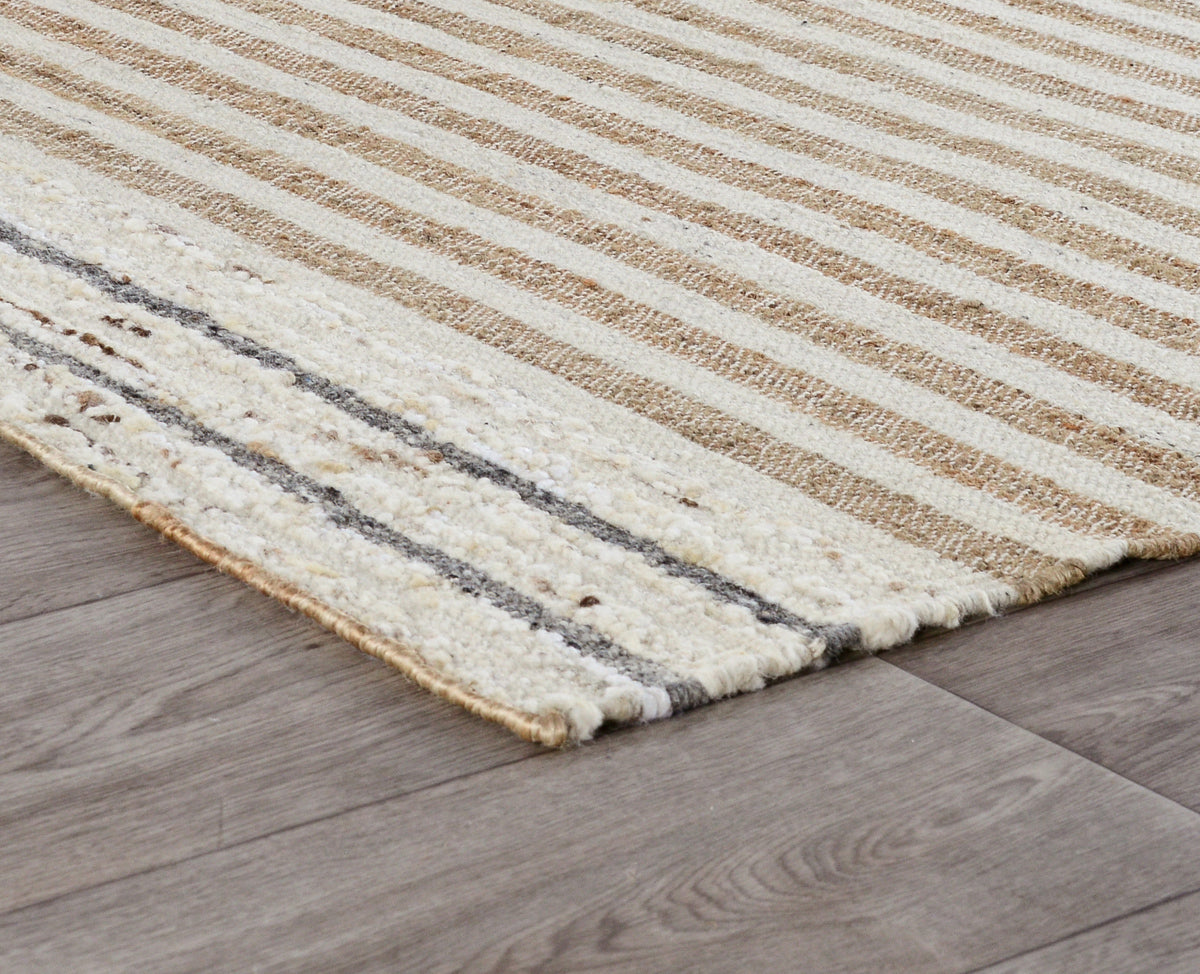 Natural Multi 50% Jute Wool & Wool Blend Pego Stripe Rug Collection