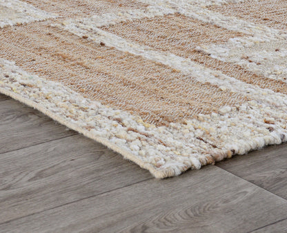 Natural/Ivory 50% Jute Wool & Wool Blend Muda Rug Collection