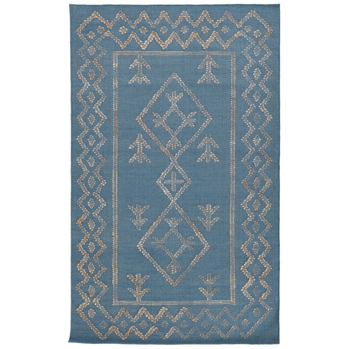Blue/Natural 90% Wool Wool & Wool Blend Lagos Rug Collection