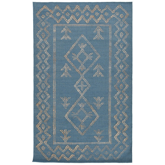 Blue/Natural 90% Wool Wool & Wool Blend Lagos Rug Collection