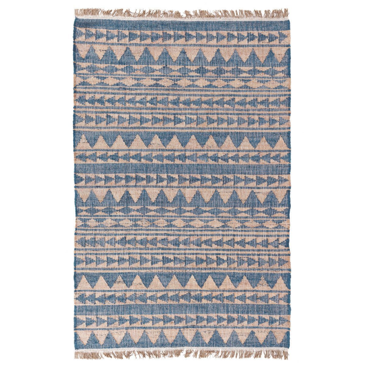 Blue Natural 80% Jute Jute & Seagras Solana Distressed Rug Collection