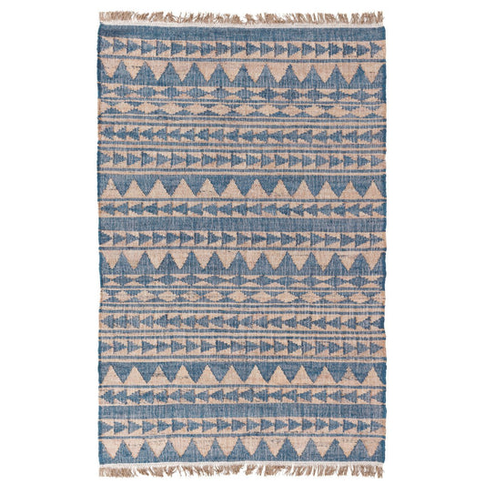 Blue Natural 80% Jute Jute & Seagras Solana Distressed Rug Collection