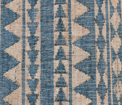 Blue Natural 80% Jute Jute & Seagras Solana Distressed Rug Collection