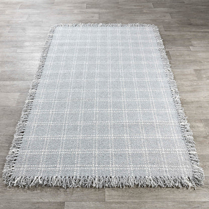 Check Pearl Gray Wool & Wool Blend Bradbury Wool Rug Collection