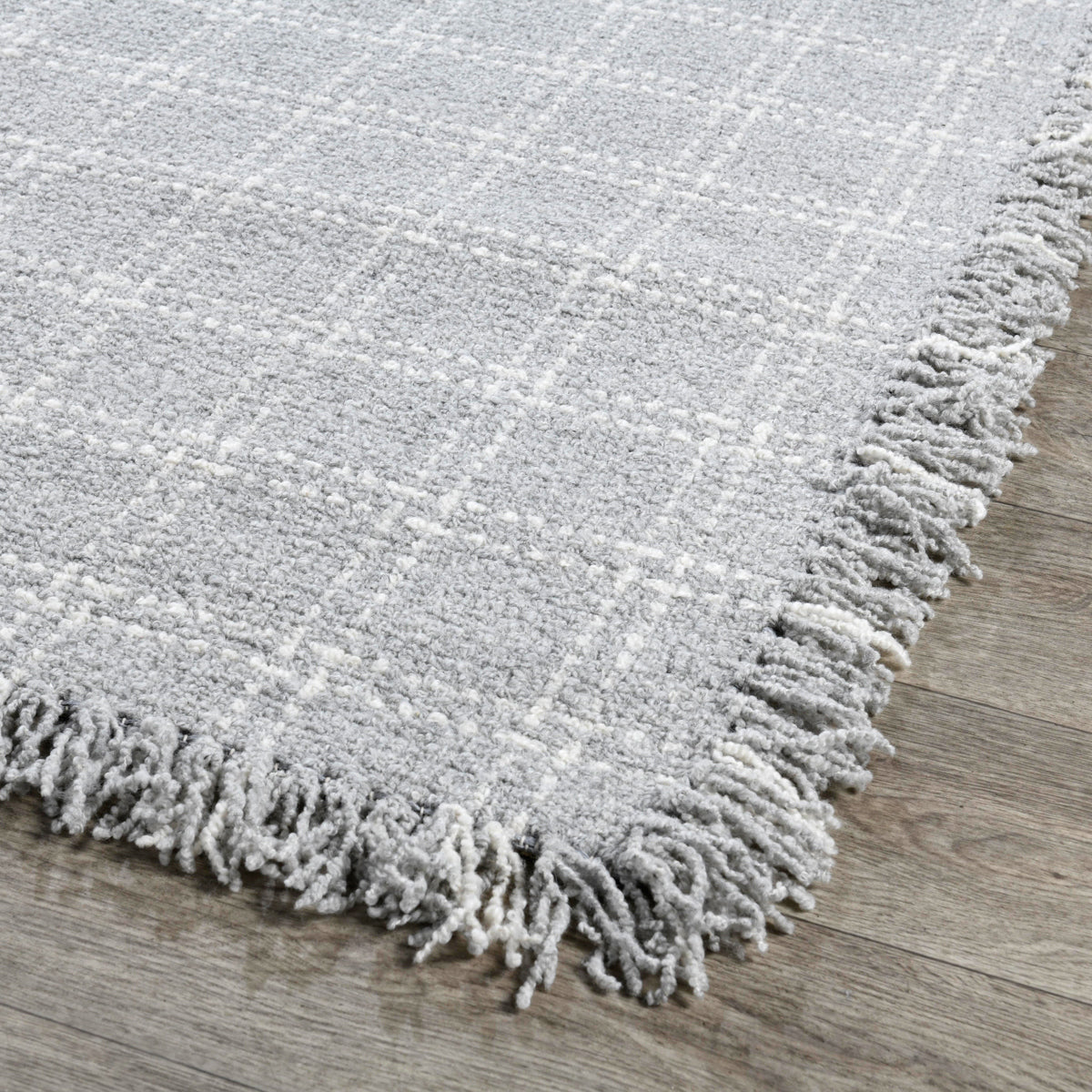 Check Pearl Gray Wool & Wool Blend Bradbury Wool Rug Collection