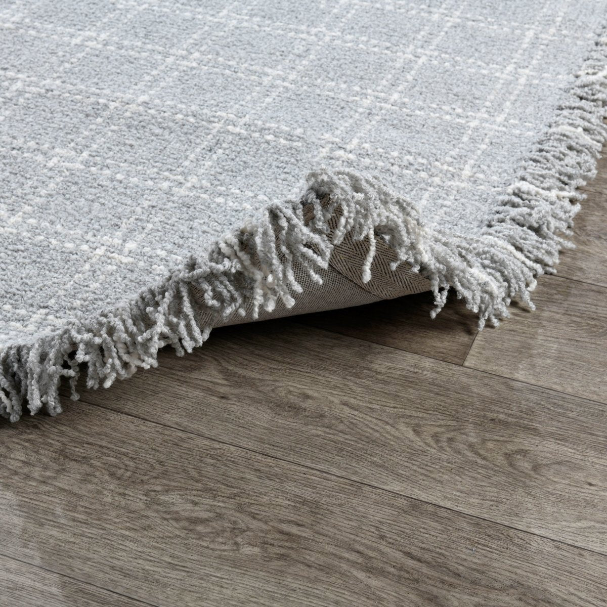 Check Pearl Gray Wool & Wool Blend Bradbury Wool Rug Collection