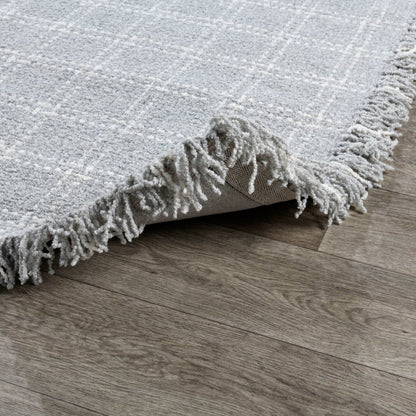 Check Pearl Gray Wool & Wool Blend Bradbury Wool Rug Collection