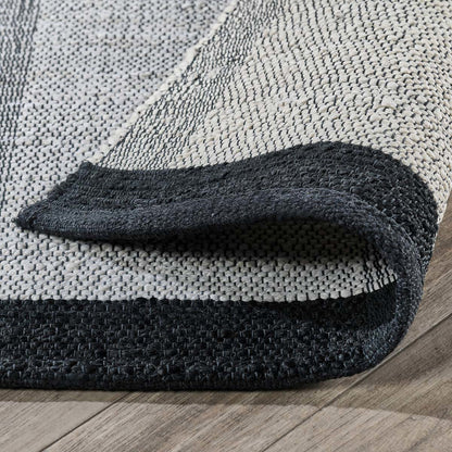 Ivory/Black 70% Jute Jute & Seagras Kochi Stripe Rug Collection