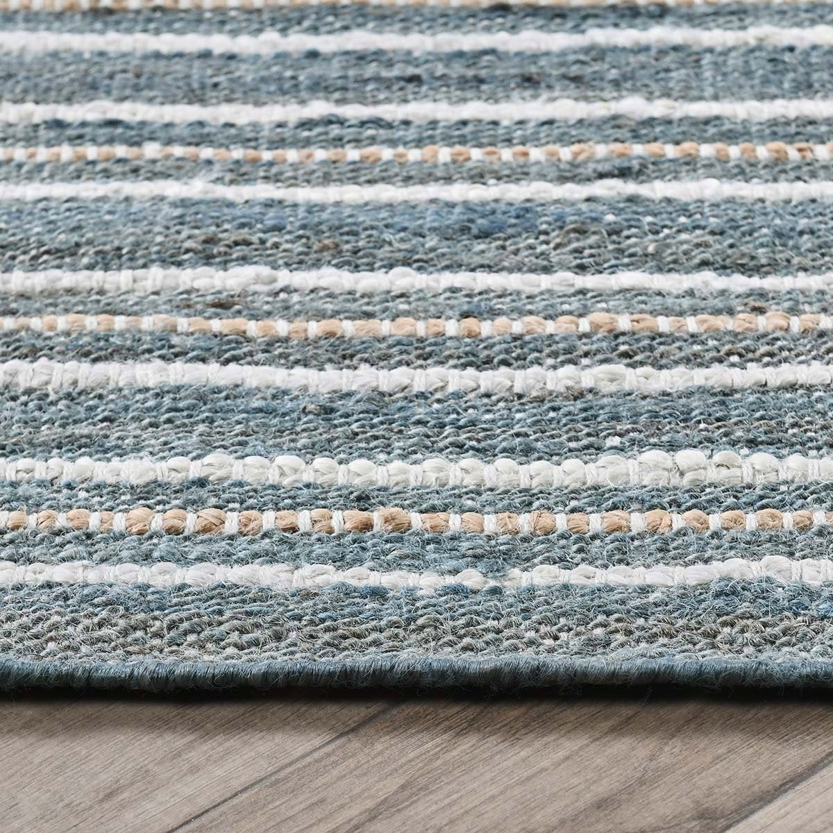 Aqua Blue/Multi 90% Jute Jute & Seagras Del Mar Rug Collection
