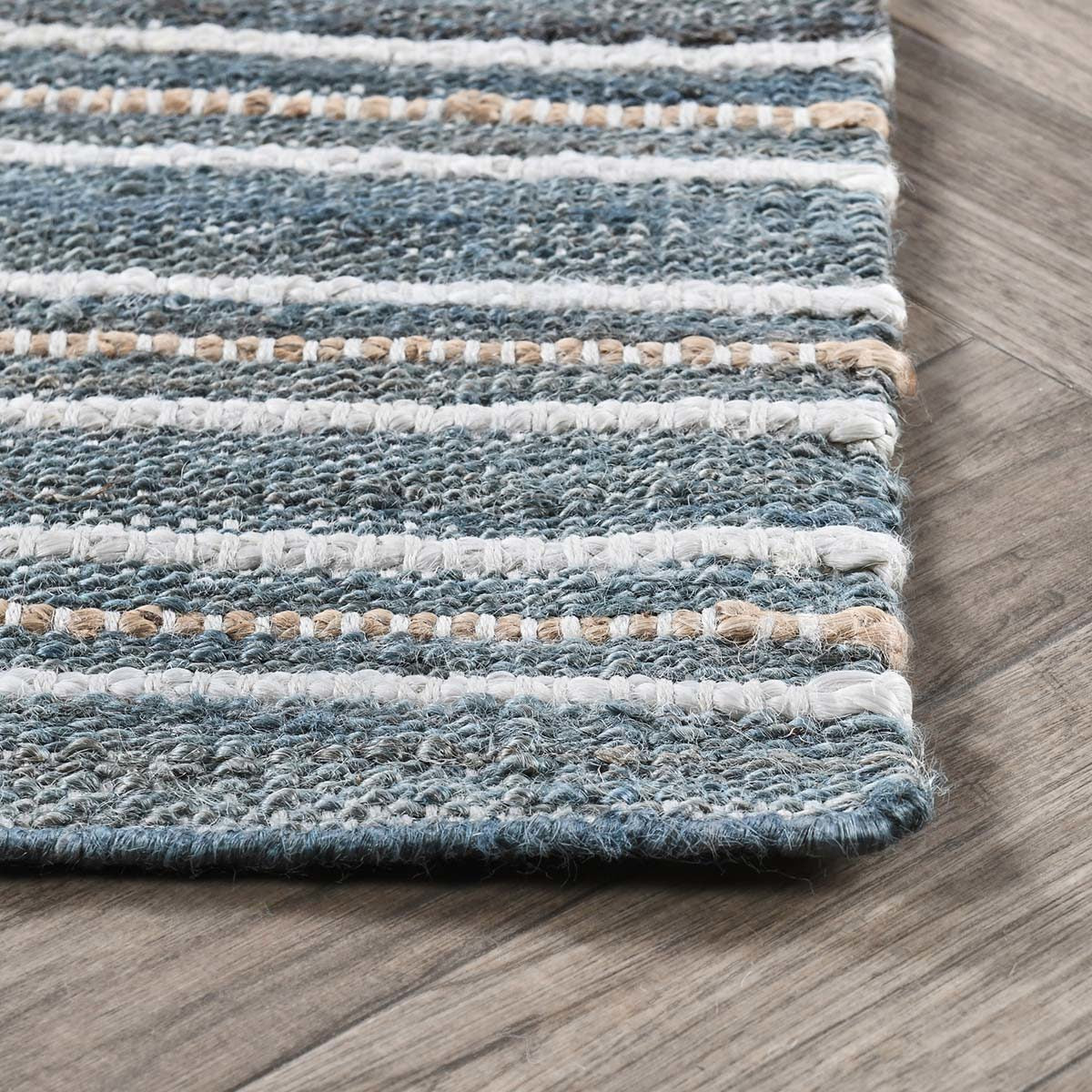 Aqua Blue/Multi 90% Jute Jute & Seagras Del Mar Rug Collection