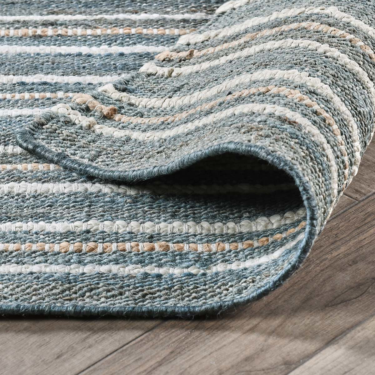 Aqua Blue/Multi 90% Jute Jute & Seagras Del Mar Rug Collection