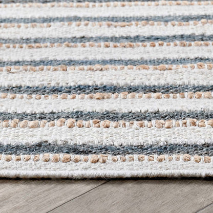 Ivory/Aqua 90% Jute Jute & Seagras Del Mar Rug Collection