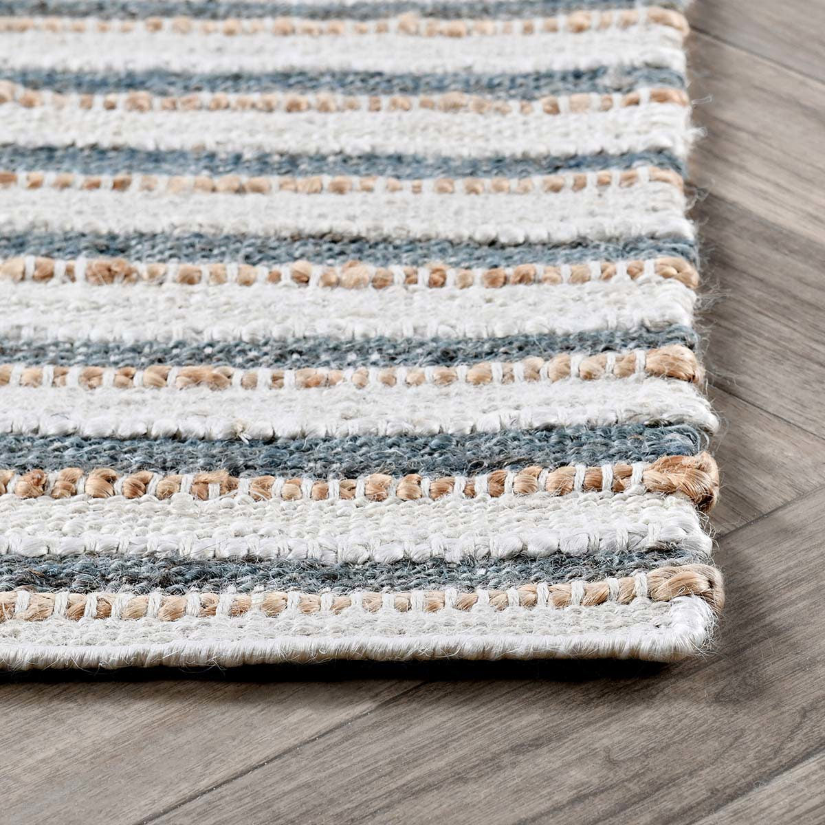 Ivory/Aqua 90% Jute Jute & Seagras Del Mar Rug Collection