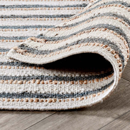 Ivory/Aqua 90% Jute Jute & Seagras Del Mar Rug Collection