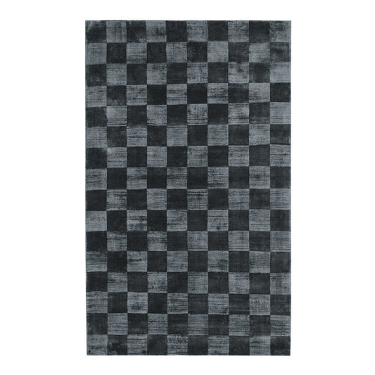 Ink Blue 85% VISCOSE Viscose Berlin Check Rug Collection