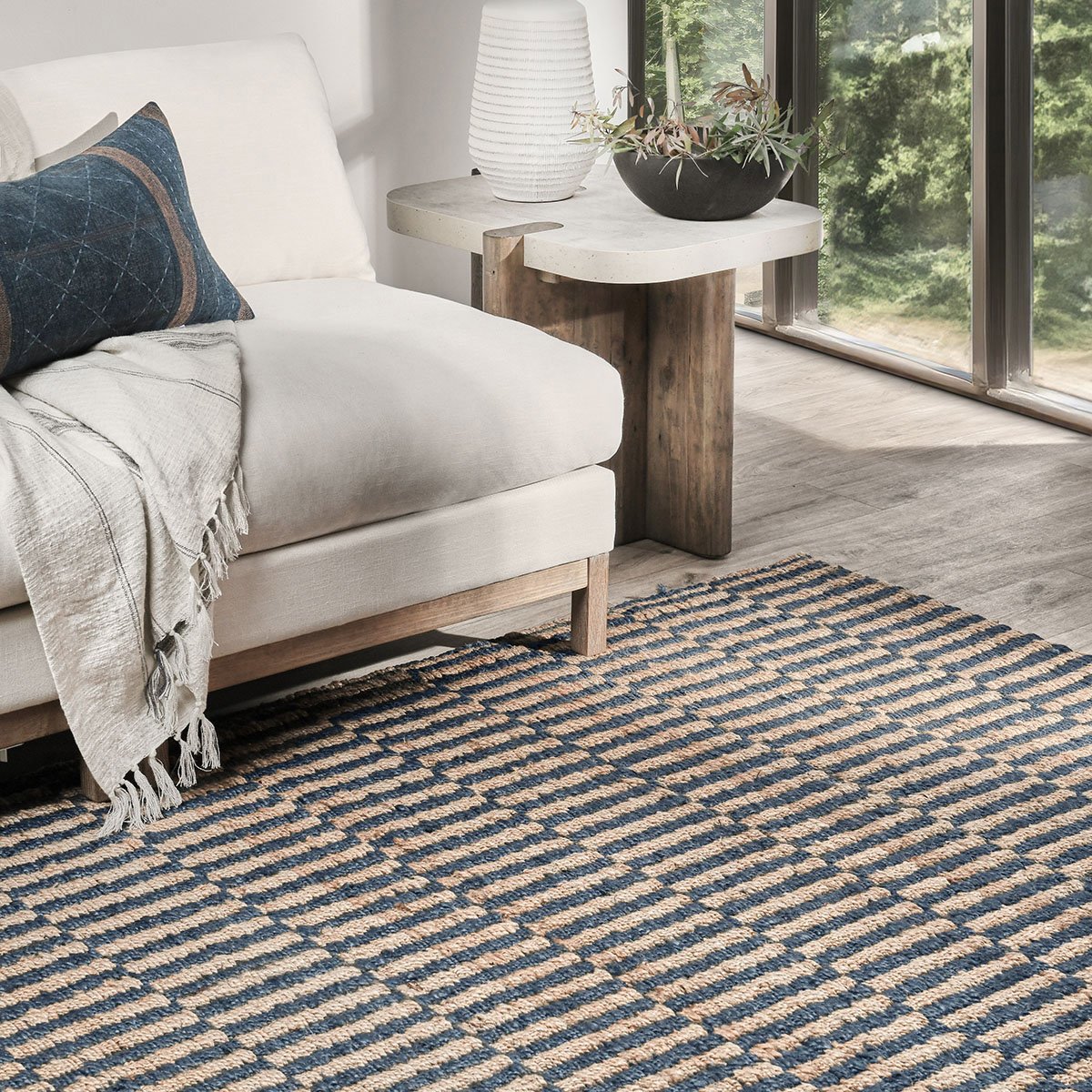 Blue/Natural Jute & Seagras Monterey Jute Rug Collection