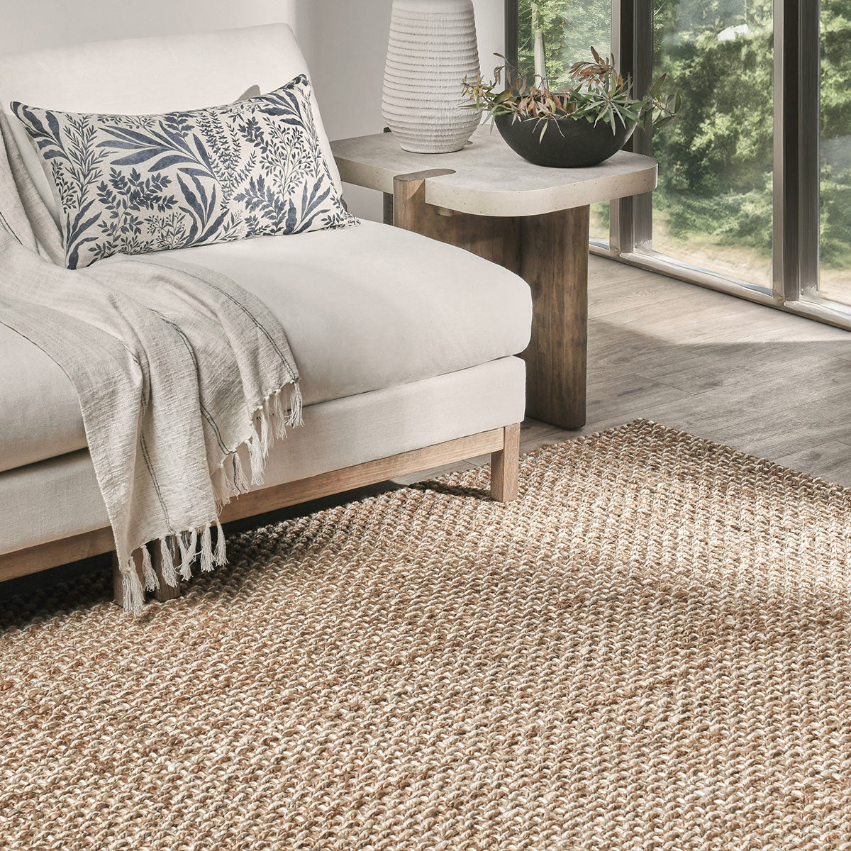 Bold Stripe Natural/Ivory Jute & Seagras Panama Bold Stripe Rug Collection
