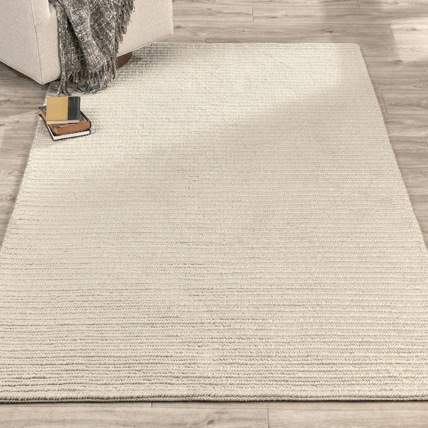 Oatmeal 65% Polyester Wool & Wool Blend Dawson Rug Collection