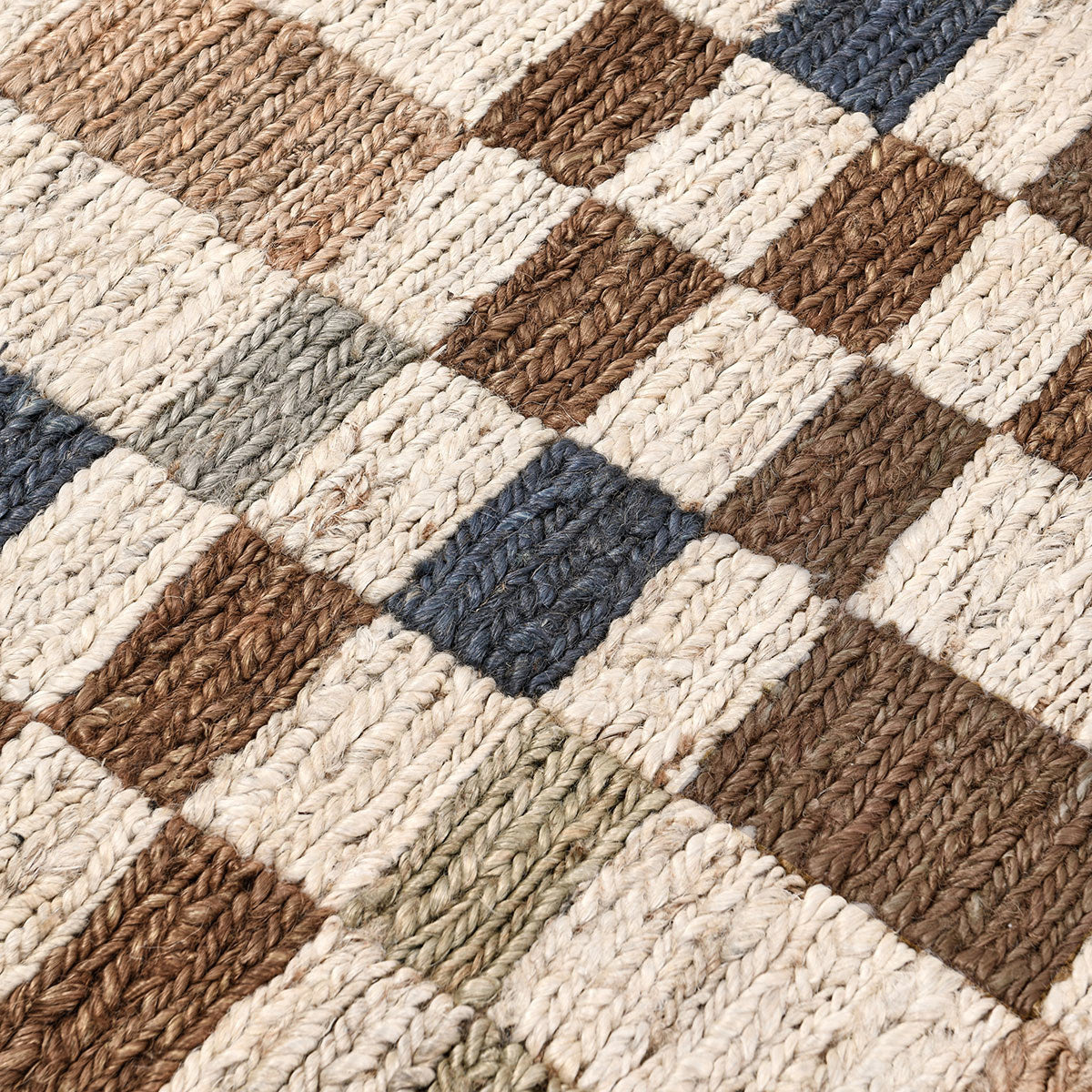 Check Natural Multi 100% Jute Jute & Seagras Soumak Jute Rug Collection