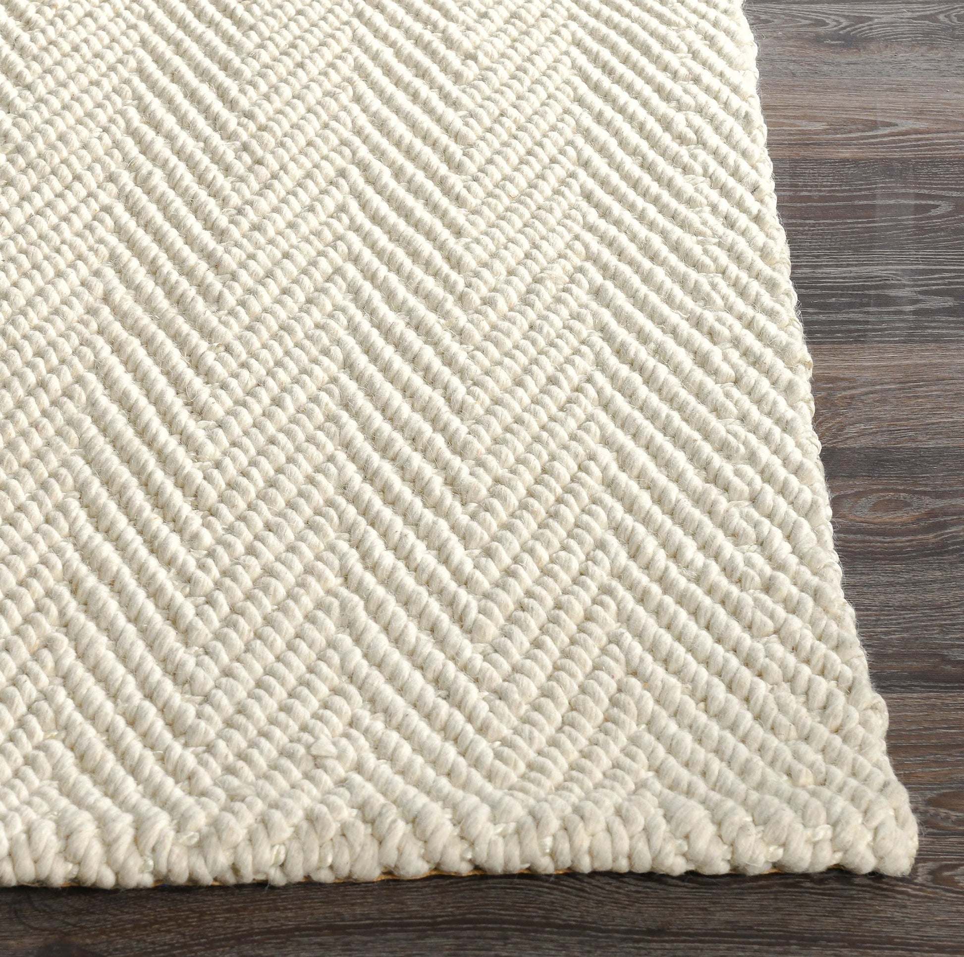 Ivory 70% Wool Wool & Wool Blend Herringbone Wool/Jute Rug Collection
