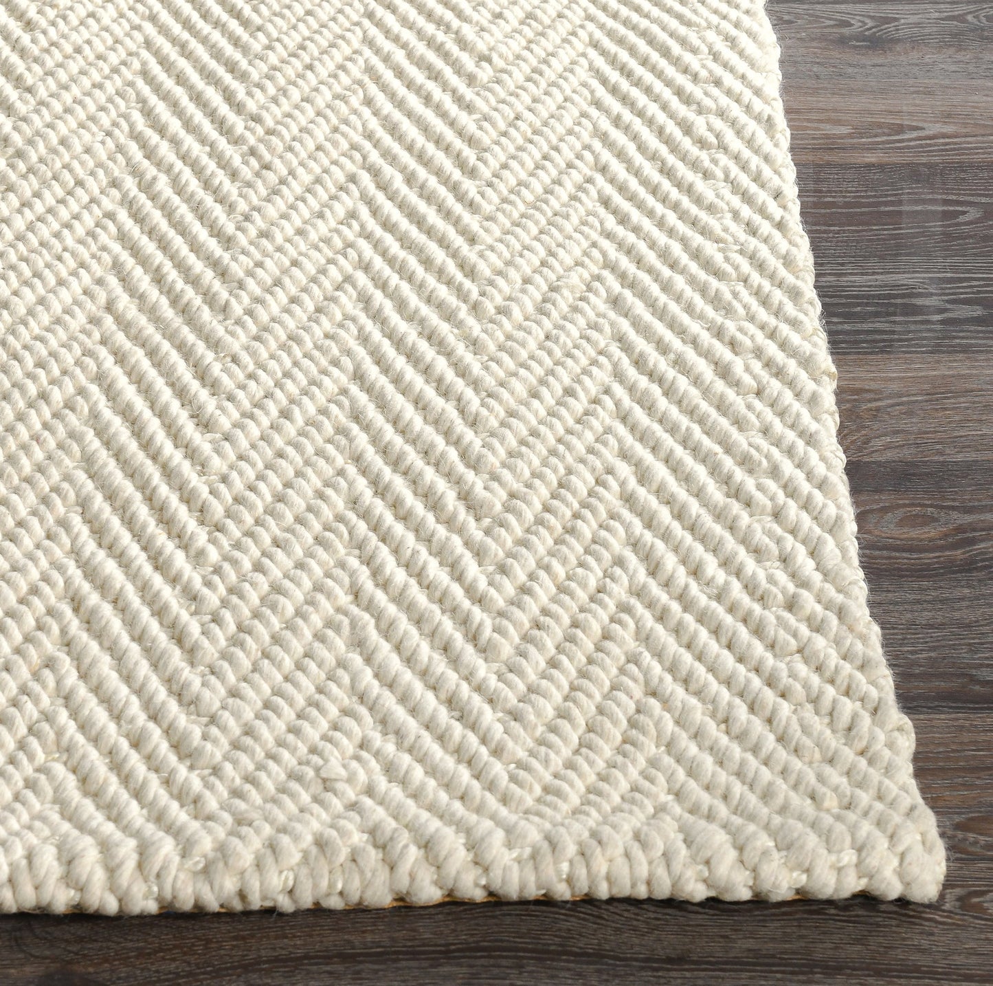Ivory 70% Wool Wool & Wool Blend Herringbone Wool/Jute Rug Collection