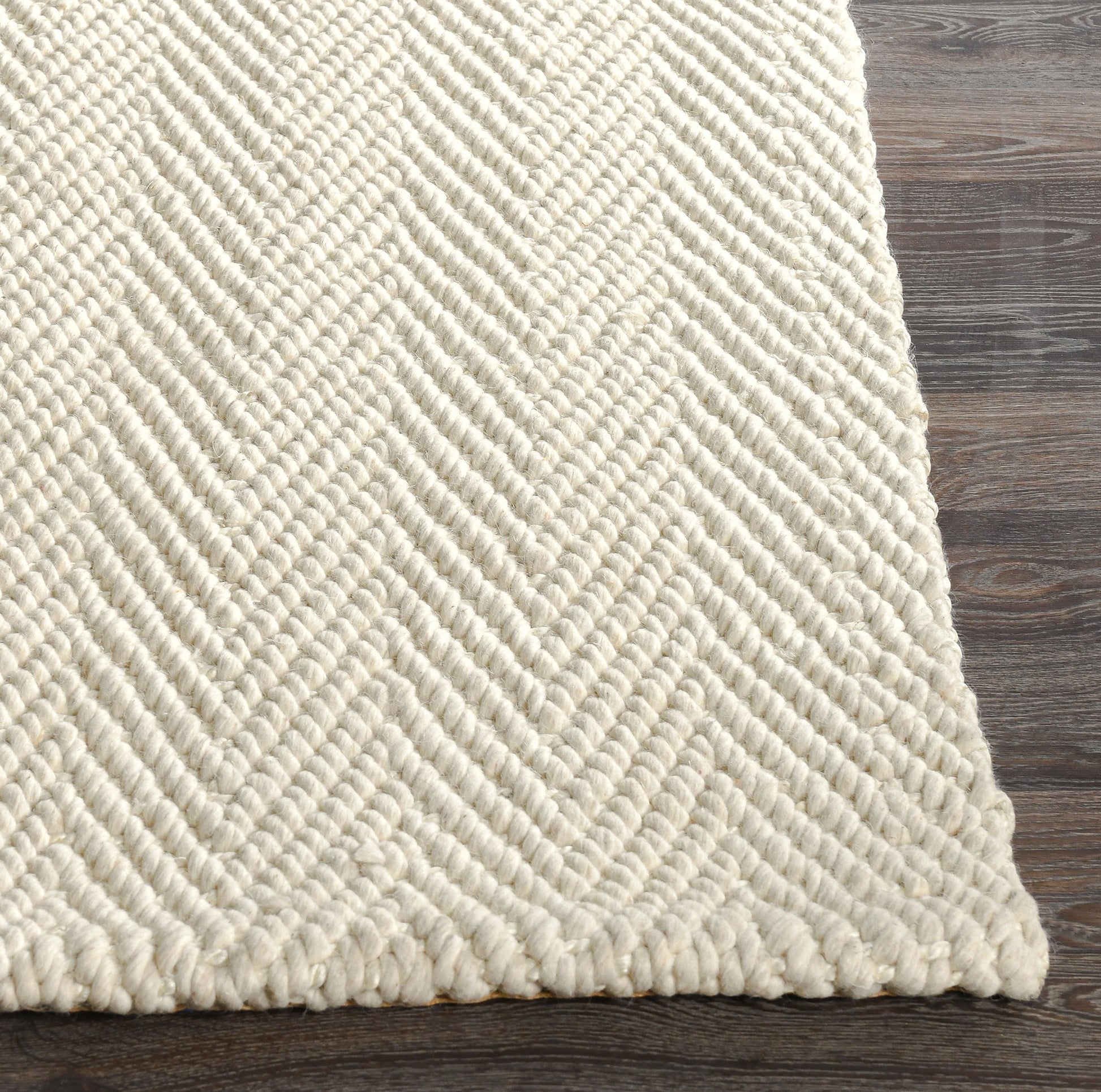 Ivory 70% Wool Wool & Wool Blend Herringbone Wool/Jute Rug Collection