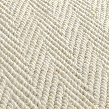 Ivory 70% Wool Wool & Wool Blend Herringbone Wool/Jute Rug Collection