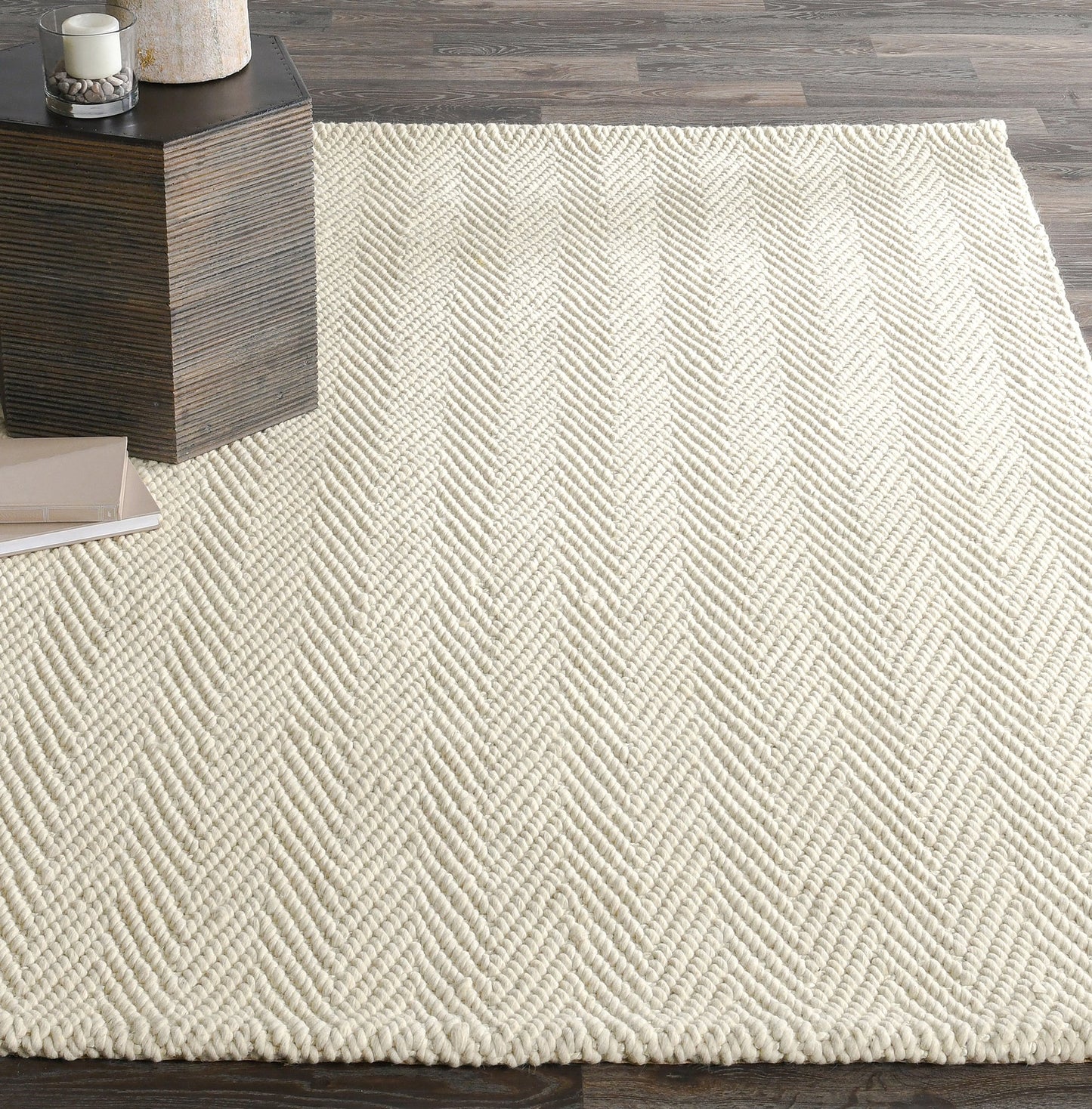 Ivory 70% Wool Wool & Wool Blend Herringbone Wool/Jute Rug Collection