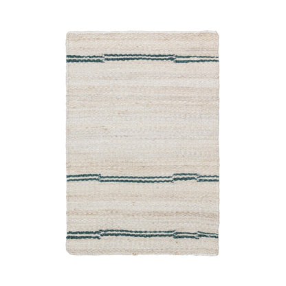 Ivory/Dark Blue 90% Jute/ 10% Cotton Jute & Seagras Sunderland Jute Stripe Rug Collection