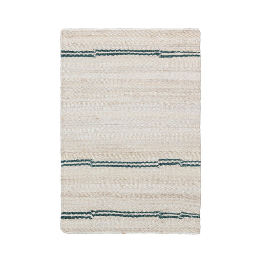 Ivory/Dark Blue 90% Jute/ 10% Cotton Jute & Seagras Sunderland Jute Stripe Rug Collection