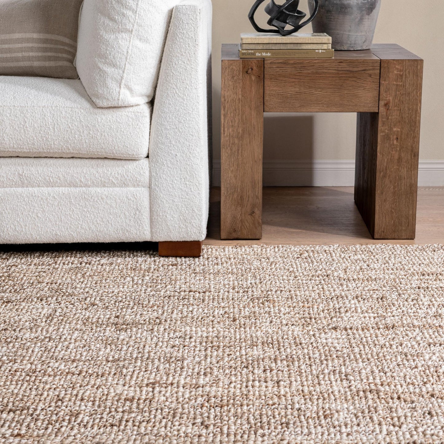 Silver/Ivory 100% Jute Jute & Seagras Mini Boucle Collection