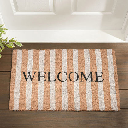 Natural 100% Coir / PVC Backing Doormat Striped Doormat 24x36 Collection