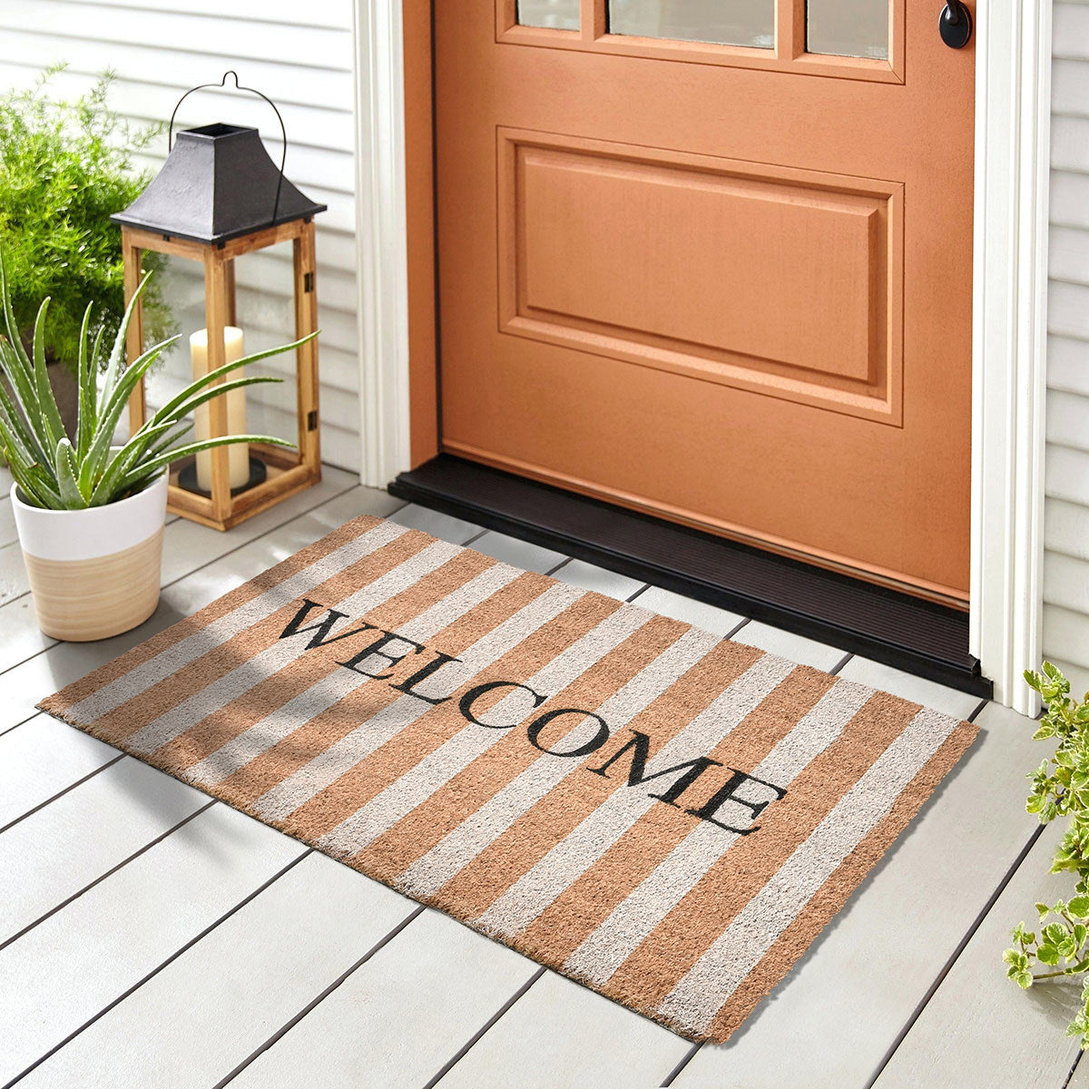 Natural 100% Coir / PVC Backing Doormat Striped Doormat 24x36 Collection